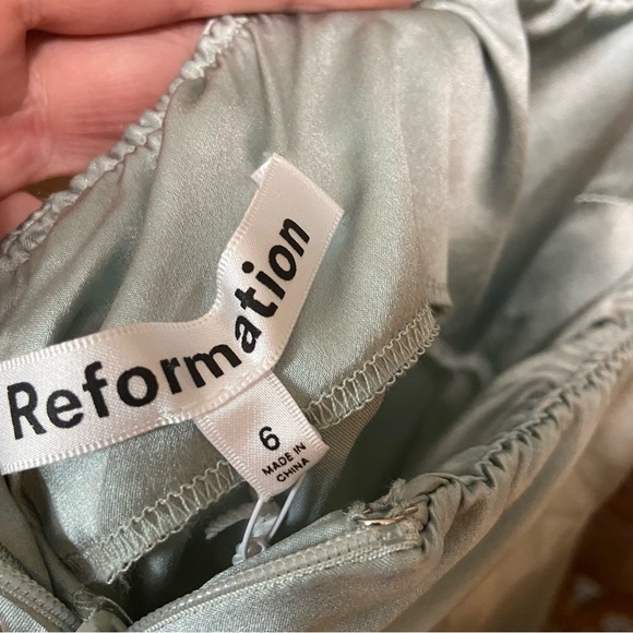 NWT NEW Reformation Tosca Silk Dress Aquamarine - Picture 5 of 6